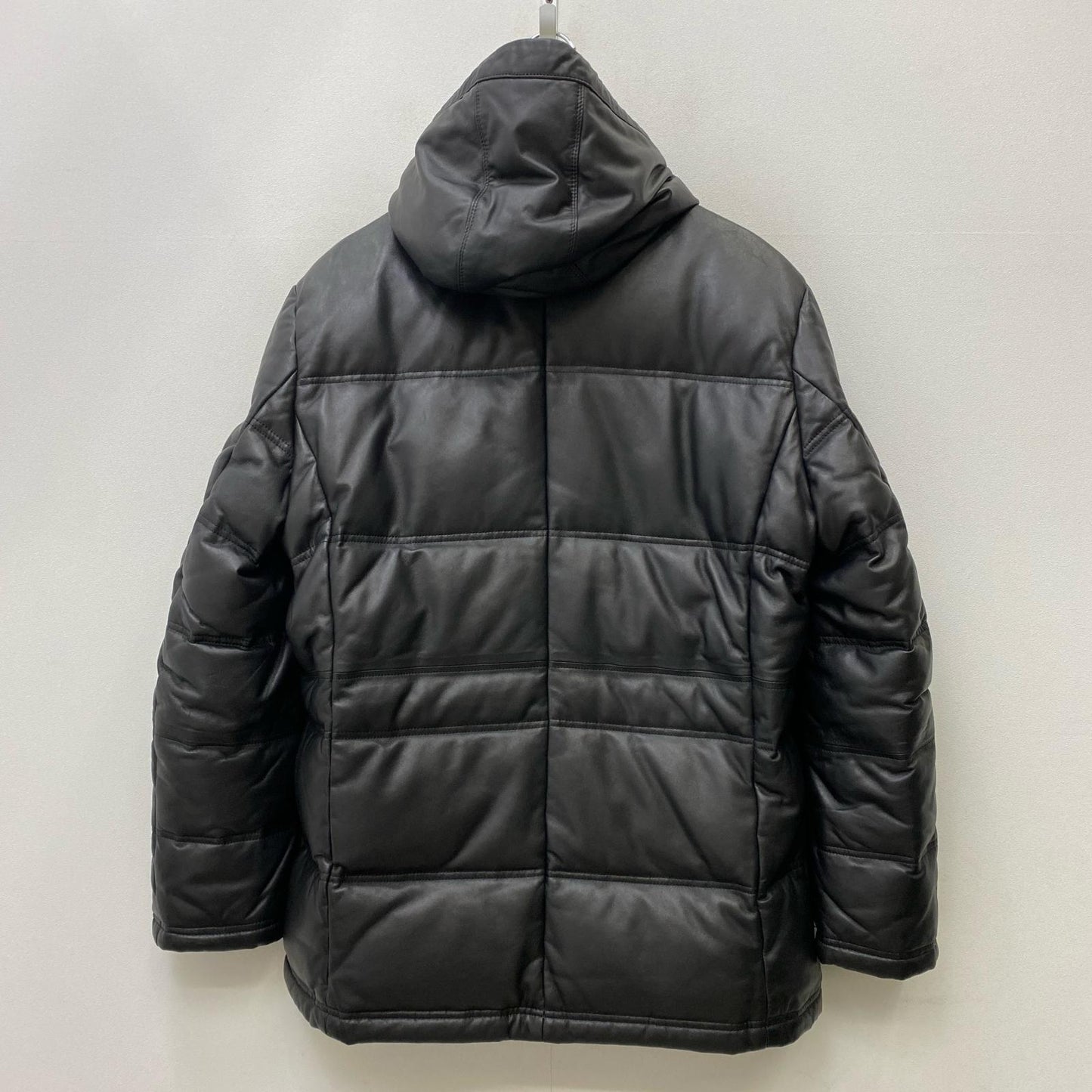 【中古】 ラムレザーダウンジャケット　ブランド名:HARUF ダウンジャケット ブラック サイズ：L【加古川店】