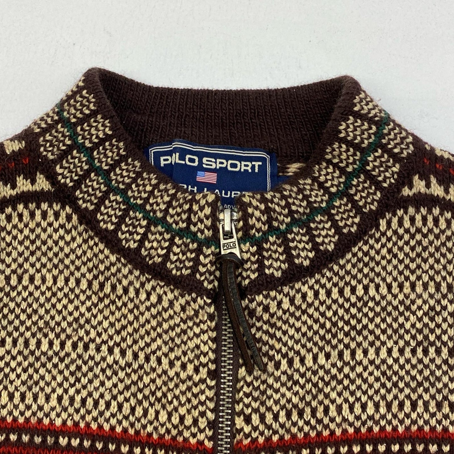 【中古】POLO SPORT RALPH LAUREN | ポロスポーツラルフローレン ｼﾙｸ混総柄ジップアップニット ニット サイズ：L【加古川店】