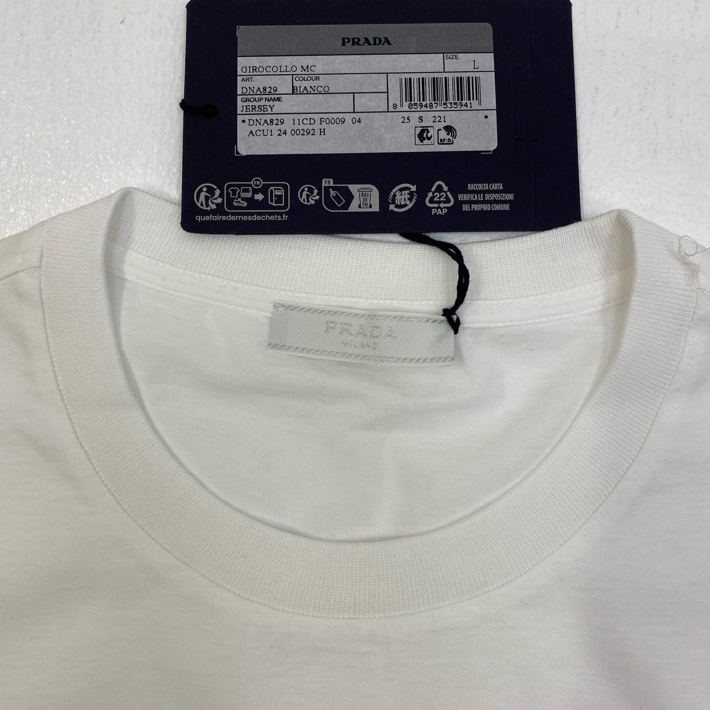 【中古】PRADA | プラダ 半袖Ｔシャツ DNA829 ホワイト サイズ：L【加古川店】