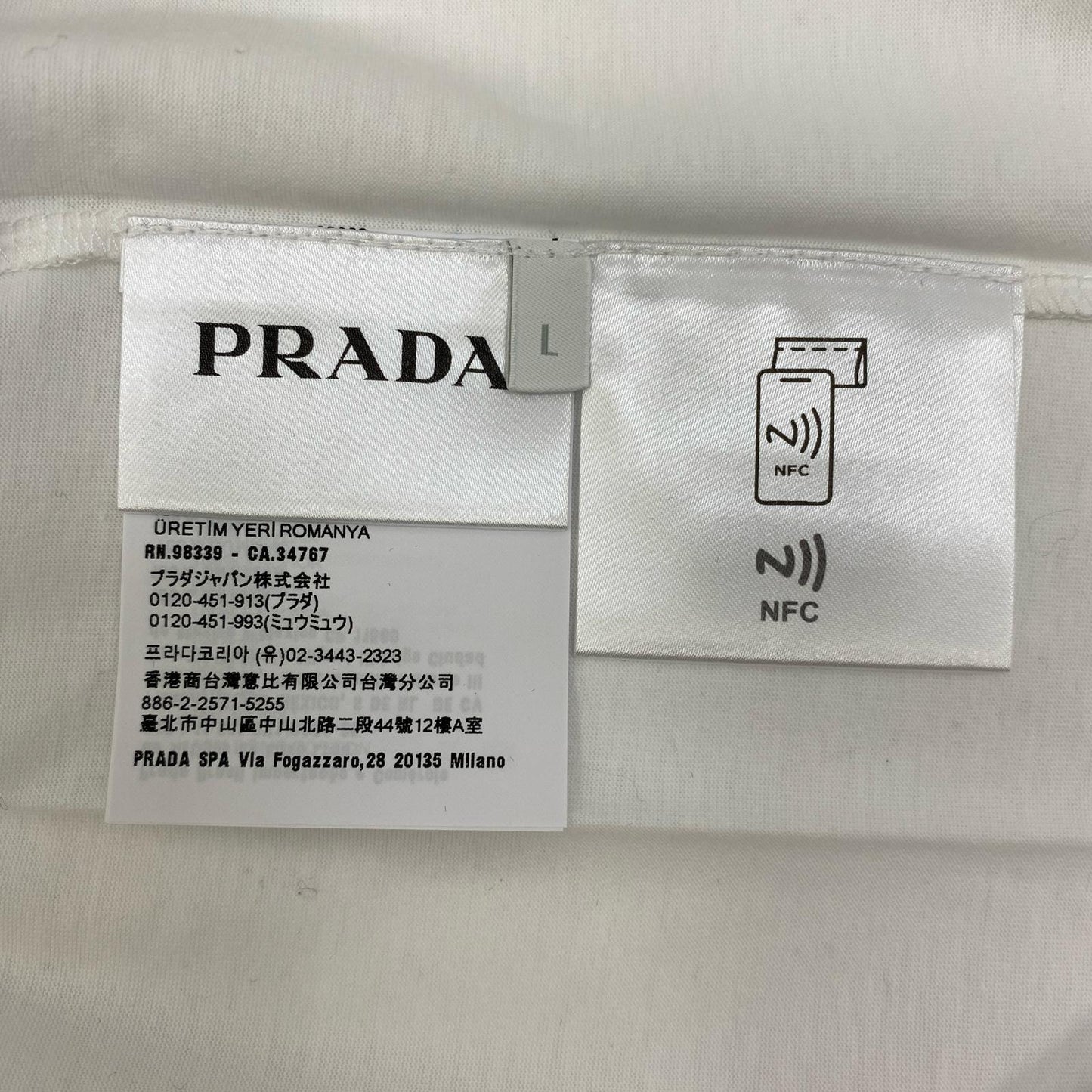 【中古】PRADA | プラダ 半袖Ｔシャツ DNA829 ホワイト サイズ：L【加古川店】