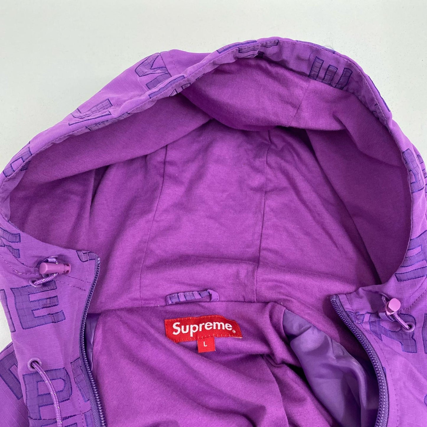 Supreme | シュプリーム Logo Ripstop Hooded ナイロンジャケット パープル Lサイズ 21FW トラックジャケット ナイロンジャケット パープル サイズ：L