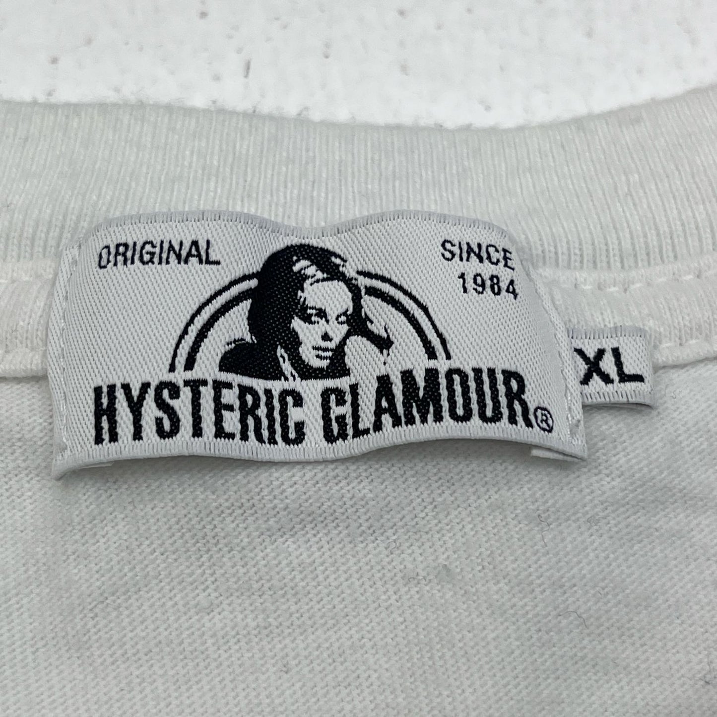 【中古】HYSTERIC GLAMOUR | ヒステリックグラマー GUITAR GIRL刺繍 半袖Ｔシャツ 02212CT04 ホワイト サイズ：XL【加古川店】
