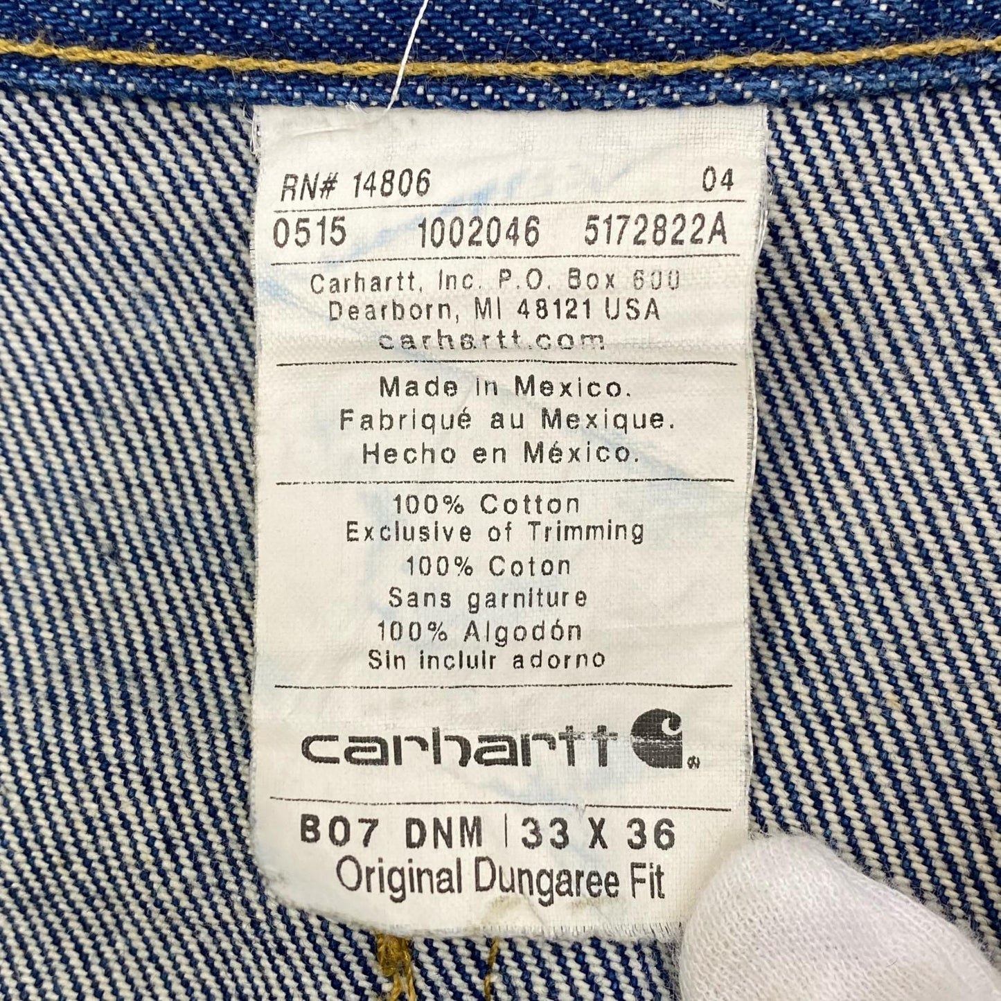 【中古】Carhartt | カーハート ダブルニーペインター デニムパンツ B07DNM インディゴ サイズ：33【加古川店】