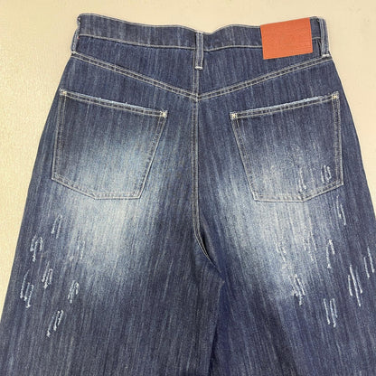 【中古】 BELVET:slub distressed baggy denim デニムパンツ インディゴ サイズ：L【加古川店】