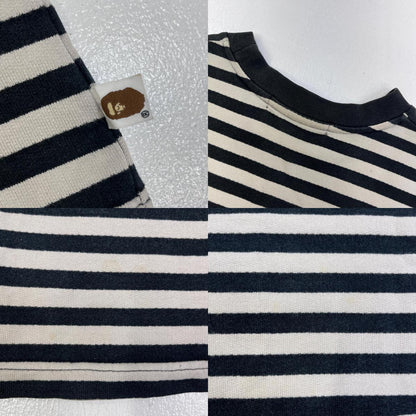【中古】A BATHING APE | アベイシングエイプ BORDER L/S T 長袖Ｔシャツ ホワイト サイズ：S【加古川店】