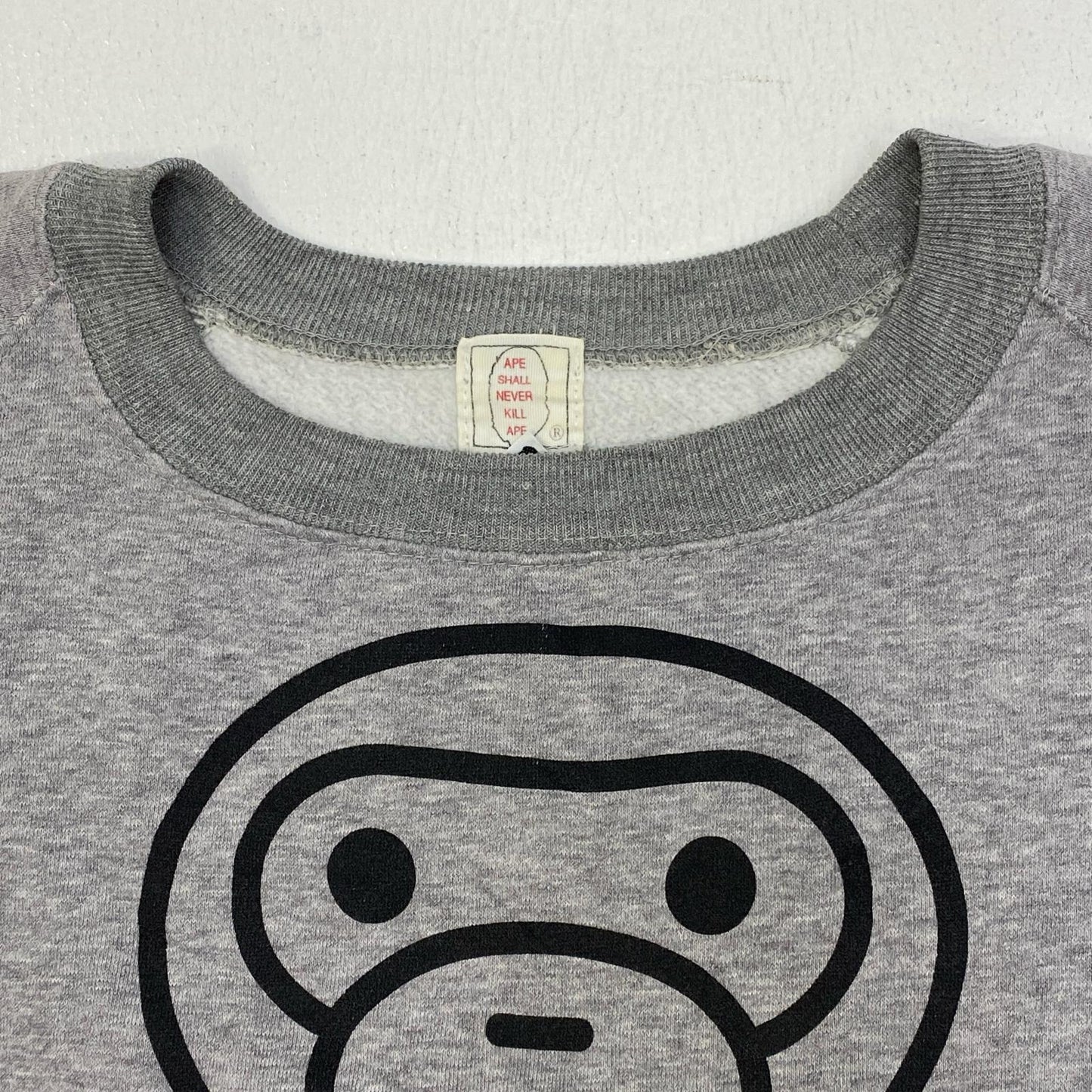 【中古】A BATHING APE | アベイシングエイプ baby milo crewneck sweatshirt スウェット グレー サイズ：L【加古川店】