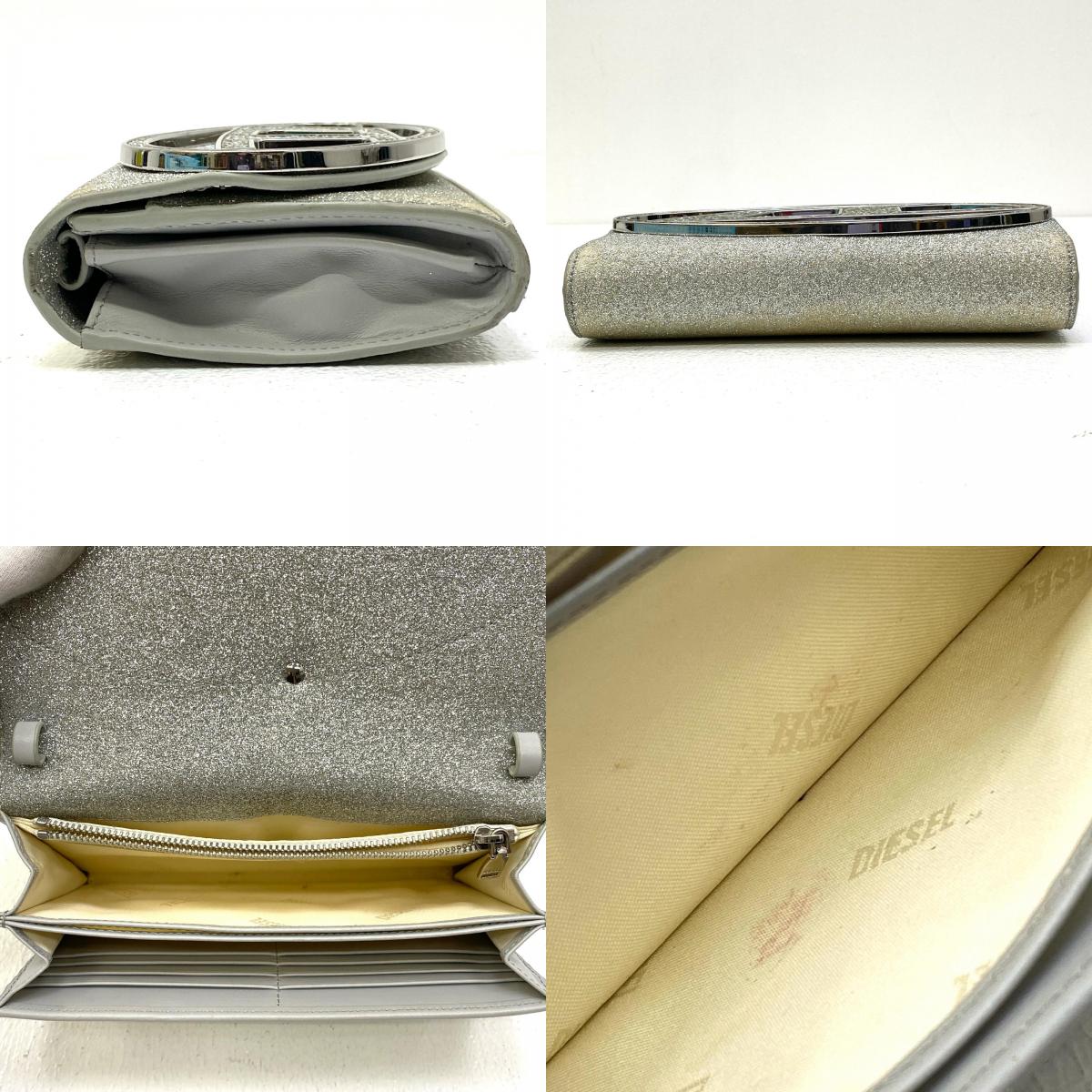 【中古】DIESEL | ディーゼル 1DR WALLET STRAP ショルダーバッグ X09809 P0787 シルバー【加古川店】