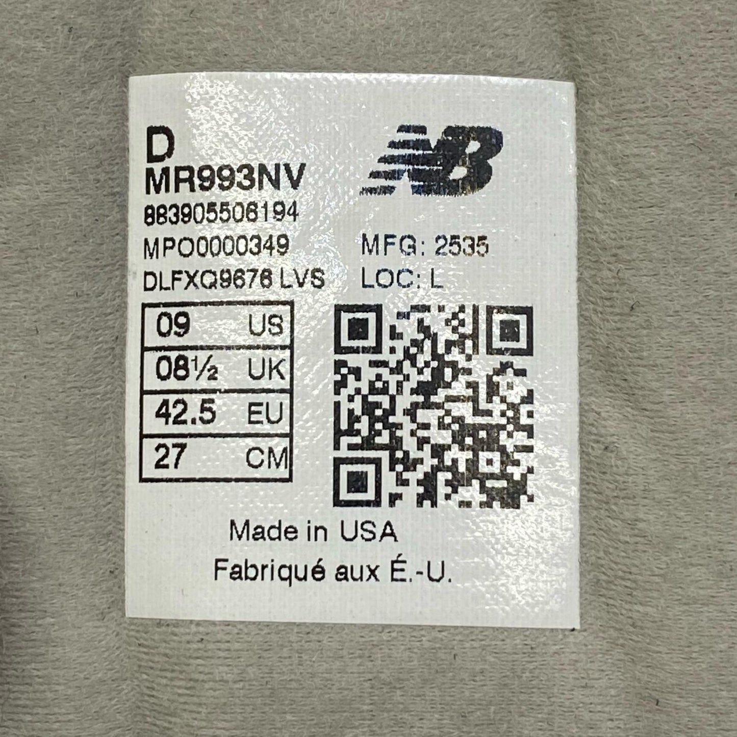 【中古】NEW BALANCE | ニューバランス 993 スニーカー MR993NV ネイビー 27cm【加古川店】