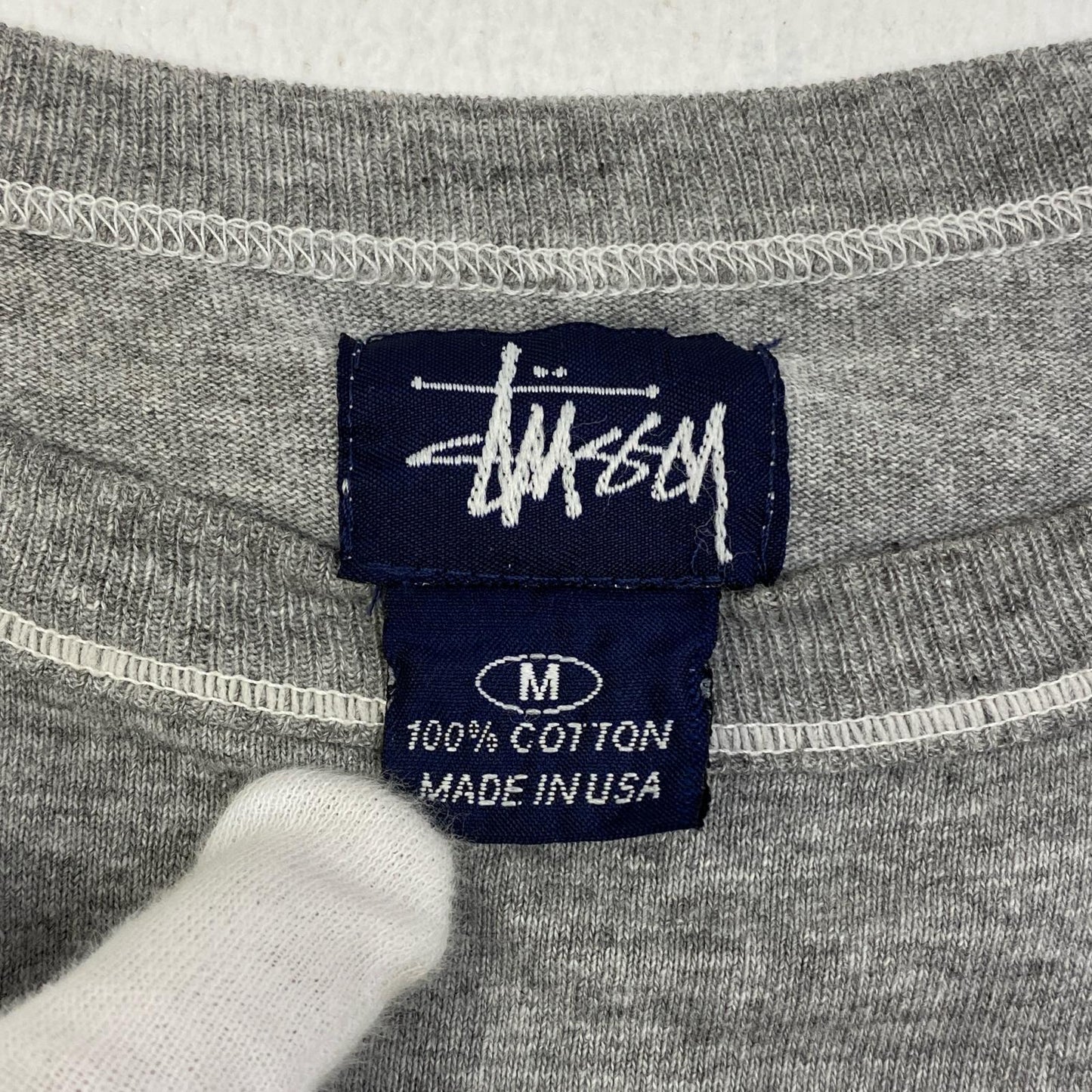 【中古】STUSSY | ステューシー 1P LOGO TEE USA製 半袖Ｔシャツ グレー サイズ：M【加古川店】
