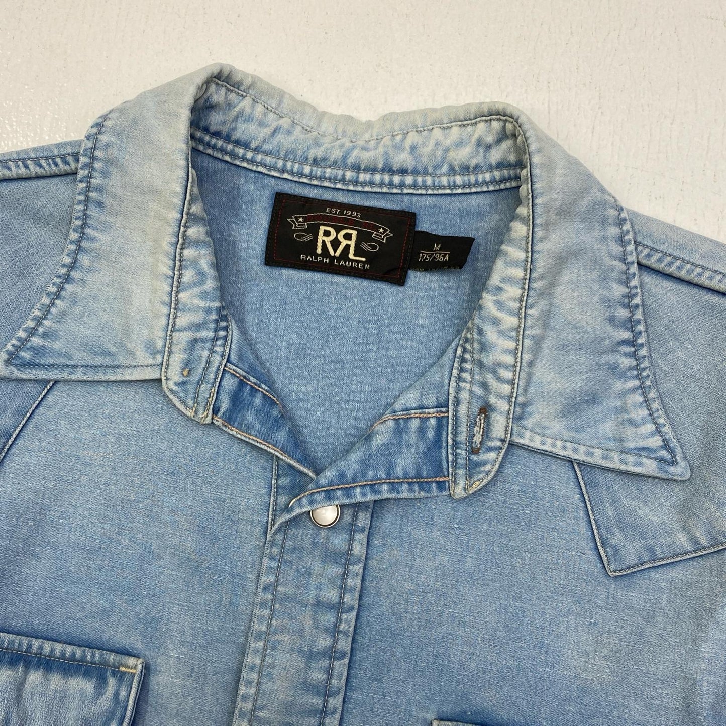【中古】RRL(RALPH LAUREN) | ダブルアールエルラルフローレン ウエスタンデニムシャツ　ソートゥース/コンチョボタン 長袖シャツ ライトブルー サイズ：M【加古川店】