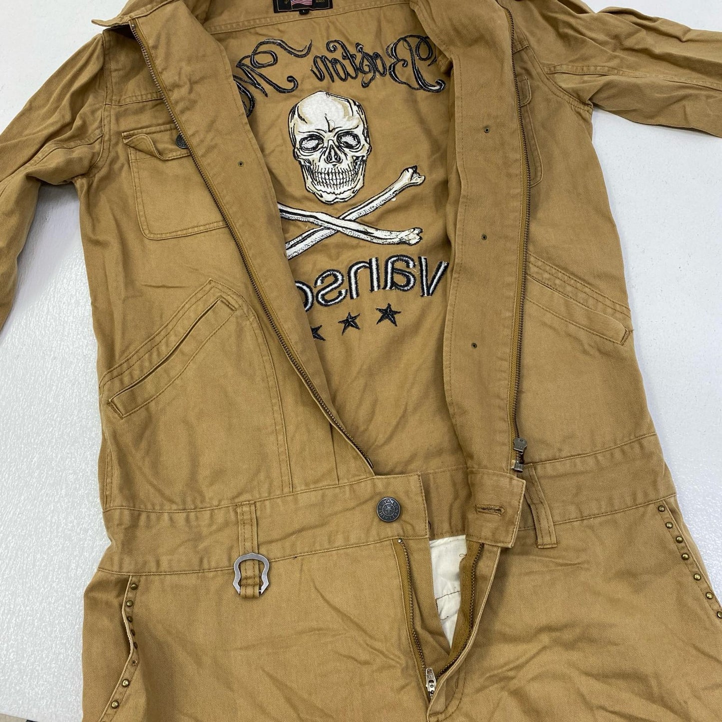 【中古】VANSON | バンソン SKULL ツナギ ベージュ サイズ：L【加古川店】