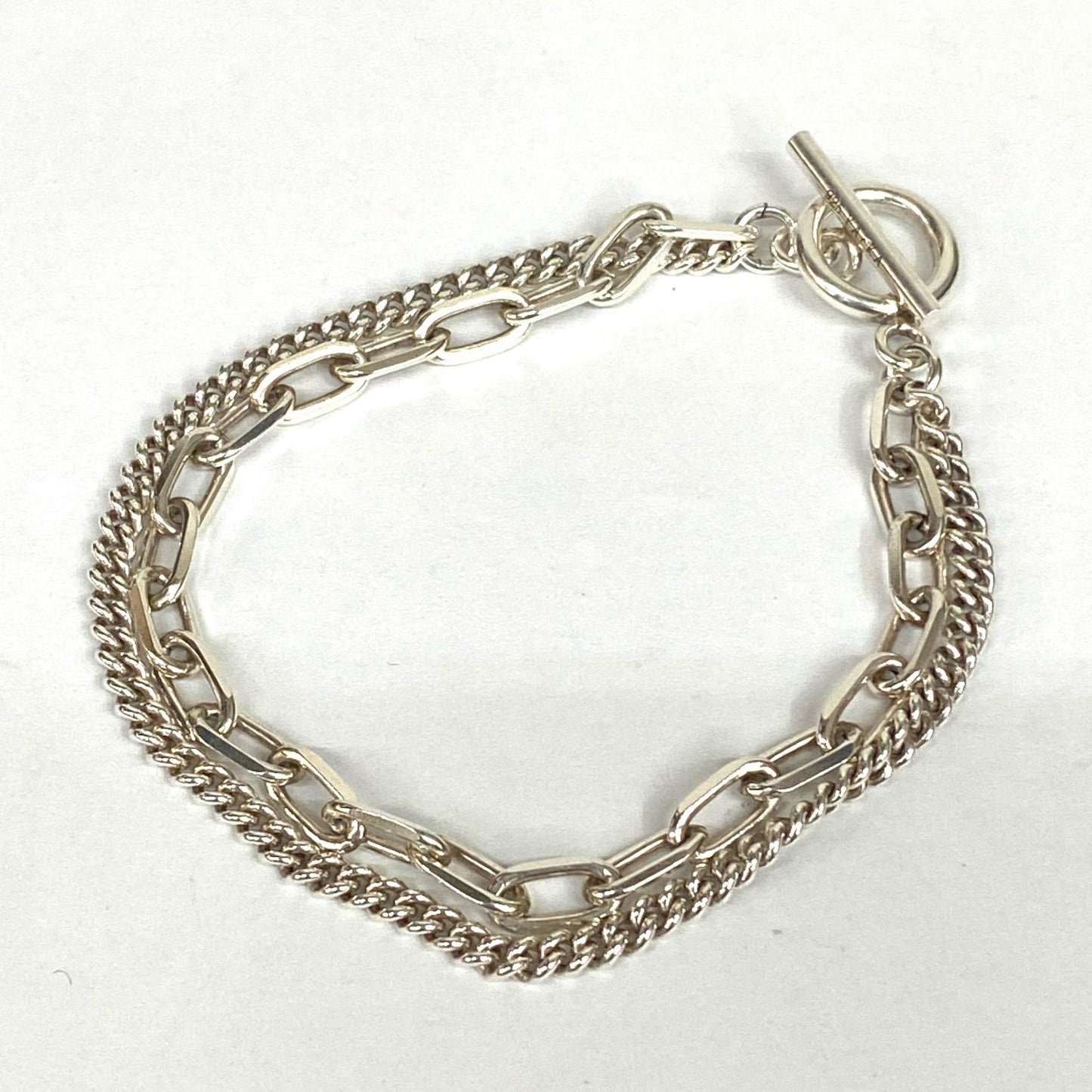 【中古】YArKA | ヤーカ thick flat & oval chain bracelet ブレスレット シルバー【加古川店】