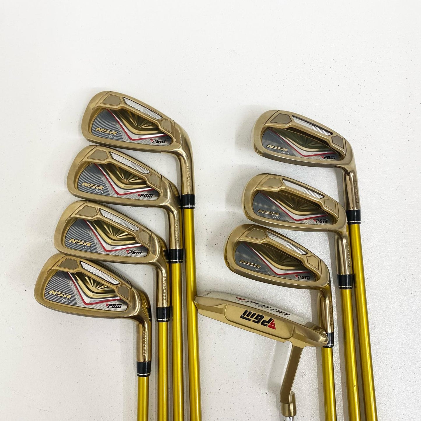 【中古】【ゴルフ用品】 PGM | ピージーエム キャディバッグ＋NSR クラブ12本セット 1W.3W.5W.4U.5~9.P.S.Pt　NSR YB HI-COR フレックスR ヘッドカバー付属【加古川店】