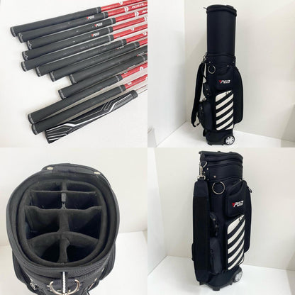 【中古】【ゴルフ用品】 PGM | ピージーエム キャディバッグ＋NSR クラブ12本セット 1W.3W.5W.4U.5~9.P.S.Pt　NSR YB HI-COR フレックスR ヘッドカバー付属【加古川店】