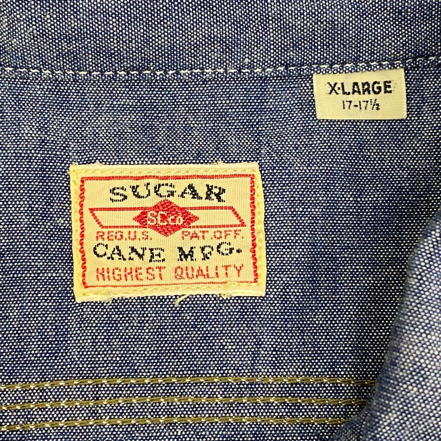 【中古】SUGAR CANE | シュガーケーン BLUE CHAMBRAY WORK SHIRT 長袖シャツ sc27850 インディゴ サイズ：XL【加古川店】