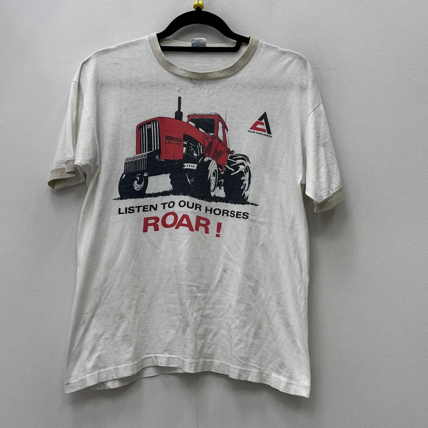 【中古】Champion | チャンピオン allis-chalmers:listen to our horses poar 半袖Ｔシャツ ホワイト サイズ：L【加古川店】