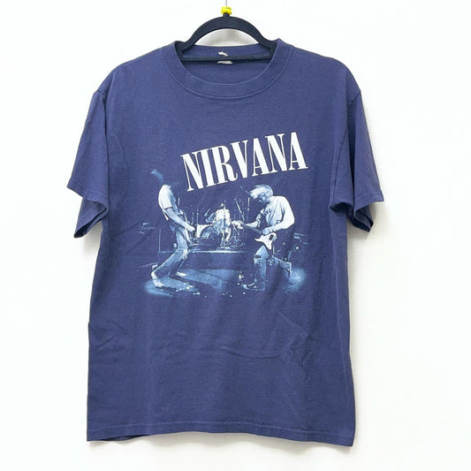 【中古】 nirvana:kurt cobain from the muddy banks 半袖Ｔシャツ ダークネイビー サイズ：M【加古川店】