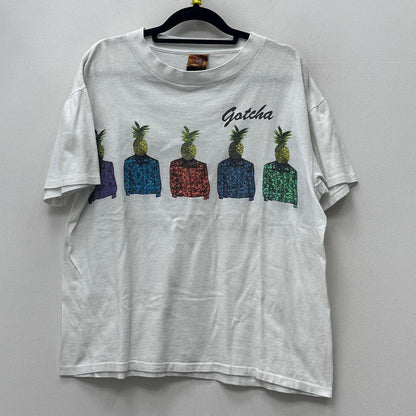 【中古】VINTAGE衣料 | ヴィンテージイリョウ gotcha:no brains no headache 半袖Ｔシャツ ホワイト サイズ：L【加古川店】