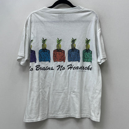 【中古】VINTAGE衣料 | ヴィンテージイリョウ gotcha:no brains no headache 半袖Ｔシャツ ホワイト サイズ：L【加古川店】