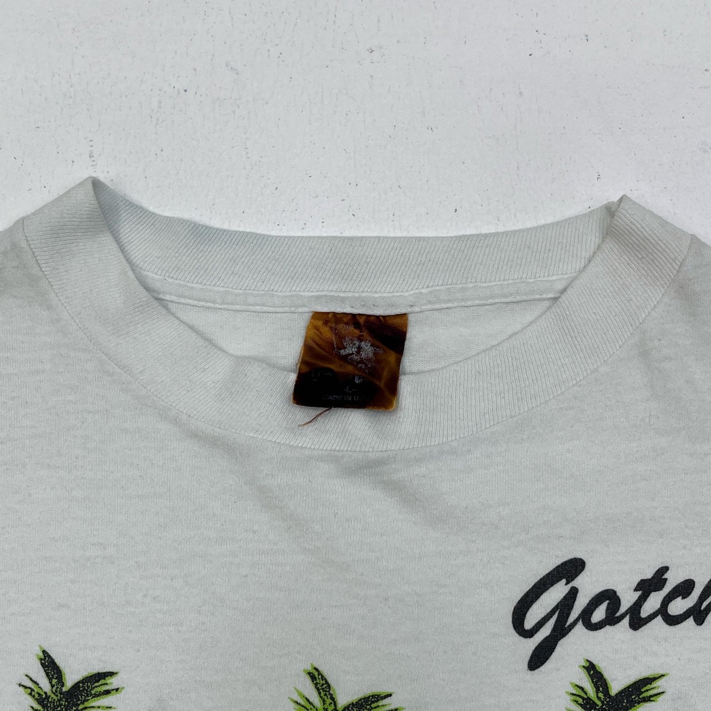 【中古】VINTAGE衣料 | ヴィンテージイリョウ gotcha:no brains no headache 半袖Ｔシャツ ホワイト サイズ：L【加古川店】