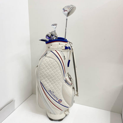 【中古】【ゴルフ用品】 Nicotera キャディバッグ＋クラブ7本セット 1W.7.9.P/S.Pt,チッパー　フレックスL フード・ヘッドカバー付属【加古川店】