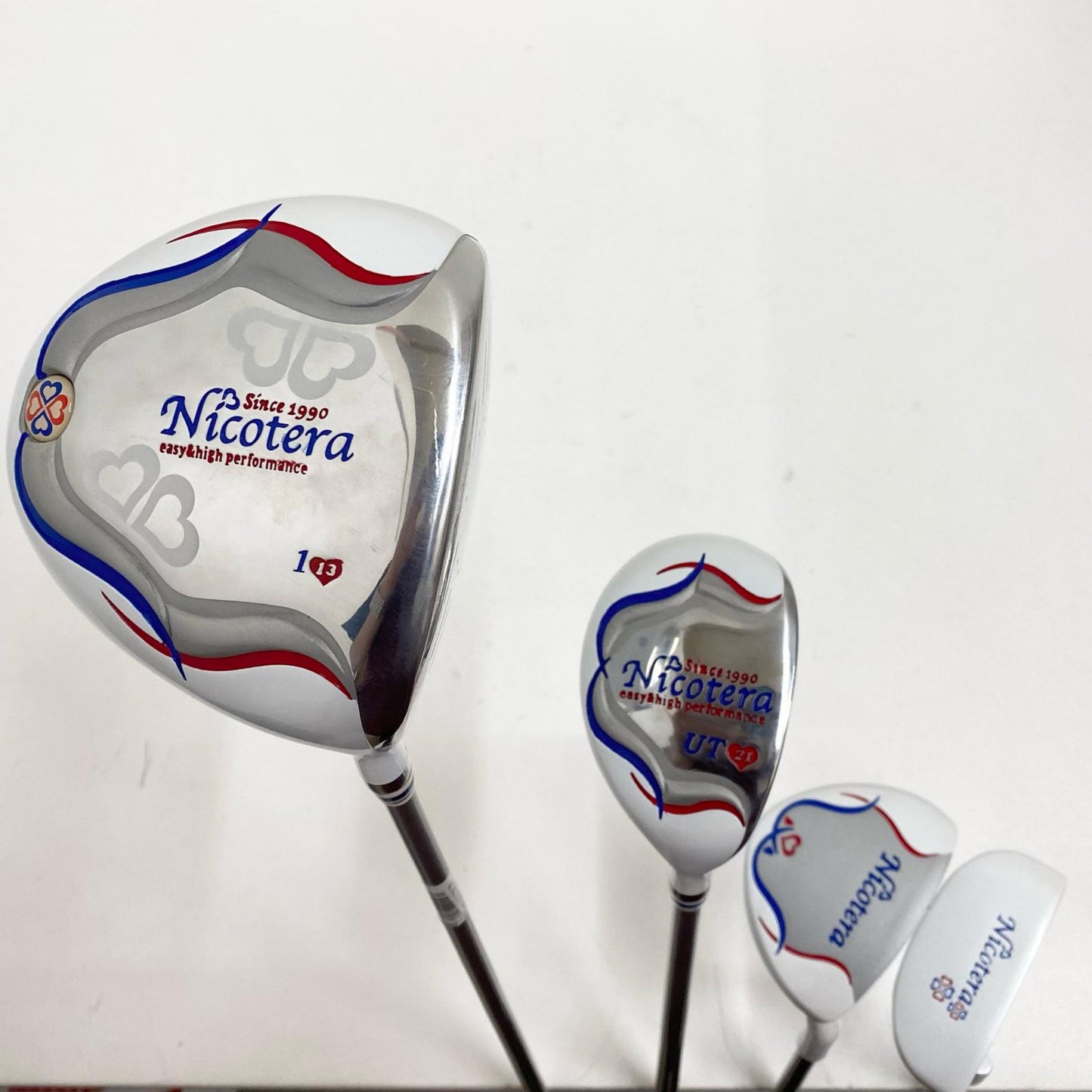 【中古】【ゴルフ用品】 Nicotera キャディバッグ＋クラブ7本セット 1W.7.9.P/S.Pt,チッパー　フレックスL フード・ヘッドカバー付属【加古川店】