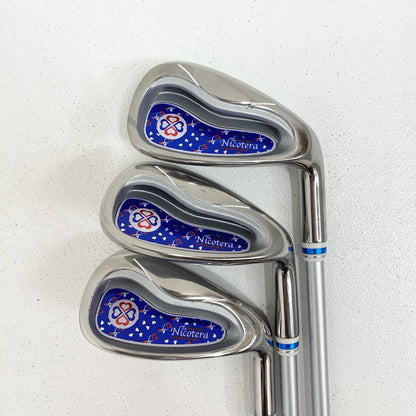 【中古】【ゴルフ用品】 Nicotera キャディバッグ＋クラブ7本セット 1W.7.9.P/S.Pt,チッパー　フレックスL フード・ヘッドカバー付属【加古川店】