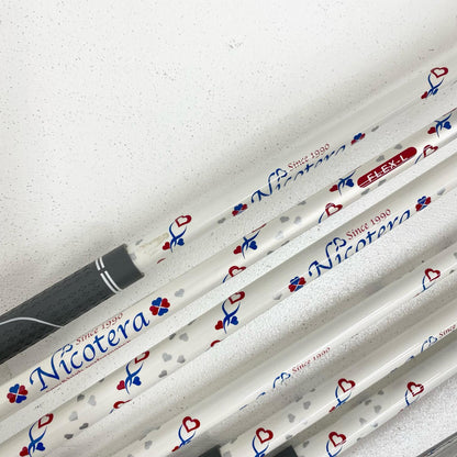 【中古】【ゴルフ用品】 Nicotera キャディバッグ＋クラブ7本セット 1W.7.9.P/S.Pt,チッパー　フレックスL フード・ヘッドカバー付属【加古川店】