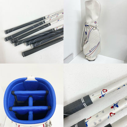 【中古】【ゴルフ用品】 Nicotera キャディバッグ＋クラブ7本セット 1W.7.9.P/S.Pt,チッパー　フレックスL フード・ヘッドカバー付属【加古川店】