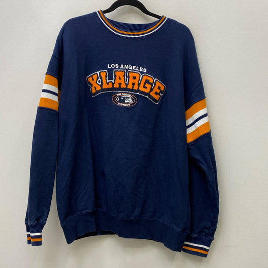 【中古】X-LARGE | エクストララージ STRIPED SLEEVE TEAM LOGO CREWNECK スウェット 101223012007 ネイビー サイズ：L【加古川店】