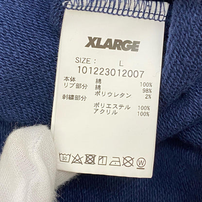 【中古】X-LARGE | エクストララージ STRIPED SLEEVE TEAM LOGO CREWNECK スウェット 101223012007 ネイビー サイズ：L【加古川店】