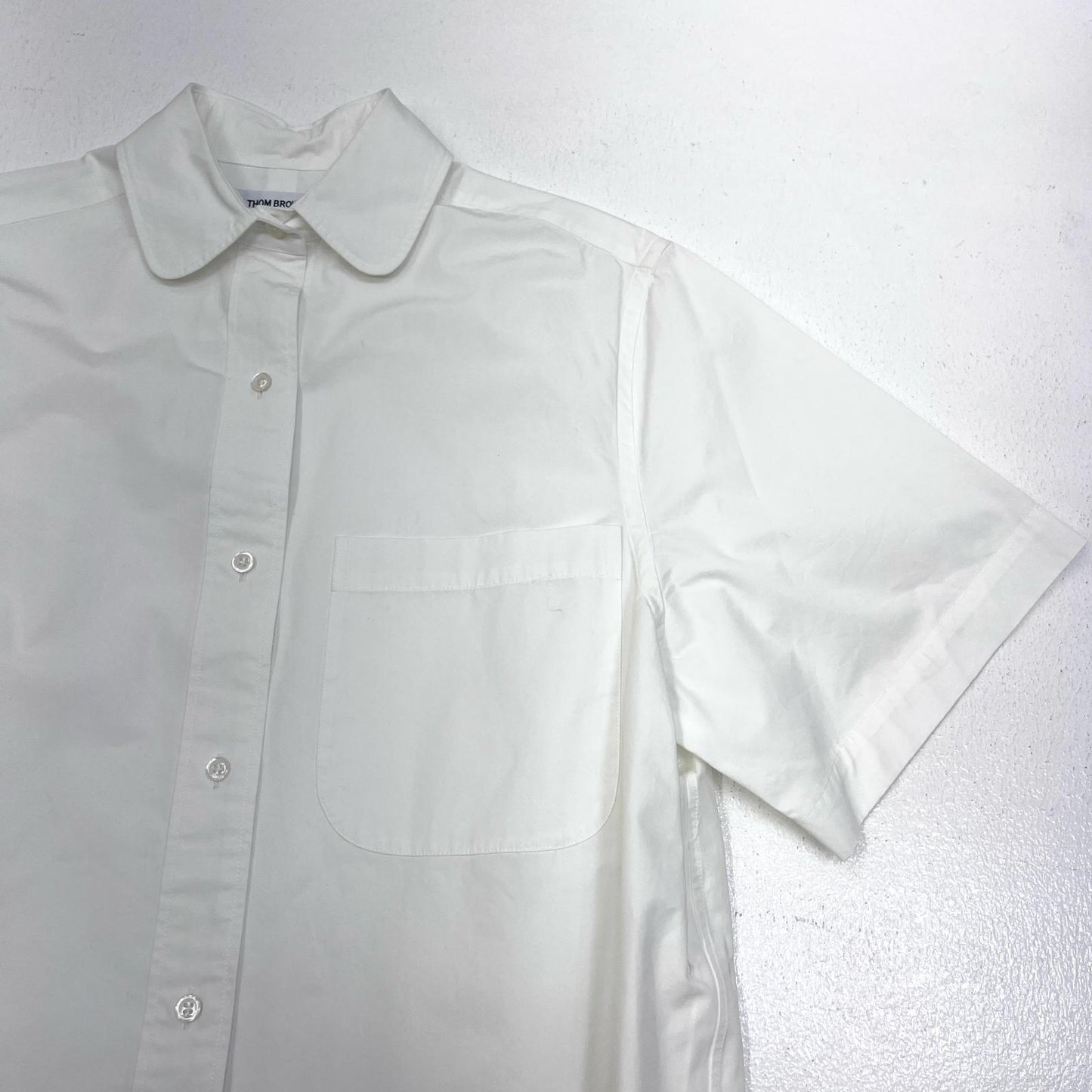 【中古】THOM BROWNE. | トムブラウン ヘビーポプリンスーパサイズ　ミニシャツワンピース　国内正規品 長袖シャツ FDSD91A-F0184-100 ホワイト サイズ：36【加古川店】