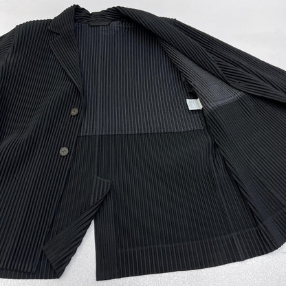 【中古】ISSEY MIYAKE | イッセイミヤケ BASICSプリーツジャケット テーラードジャケット HP55JD501 ブラック サイズ：1【加古川店】