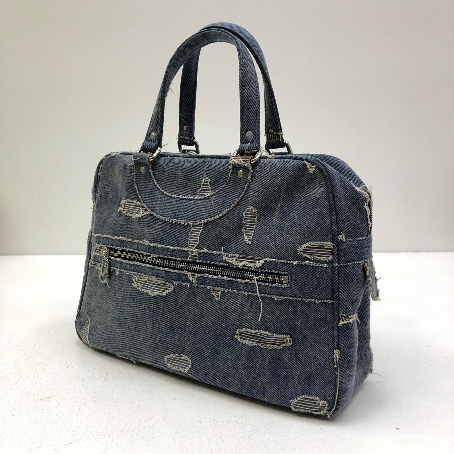【中古】 ダメージデニム ボストンバッグ インディゴ【加古川店】