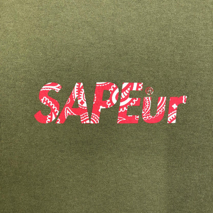 【中古】SAPEur | サプール RED PaisleyHead S/S TEE 半袖Ｔシャツ カーキ サイズ：XL【加古川店】