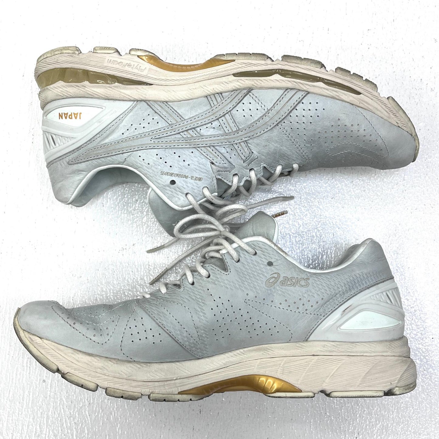 【中古】asics | アシックス Gel-Nimbus 20 MIJ Leather Arctic Blue スニーカー 1201a197 グレー 27cm【加古川店】