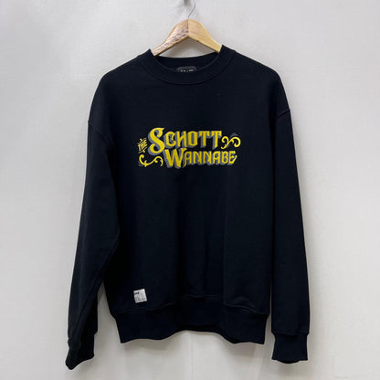 【中古】schott | ショット ×AMERICAN WANNABE CREW SWEAT スウェット 782-5132004 ブラック サイズ：L【加古川店】