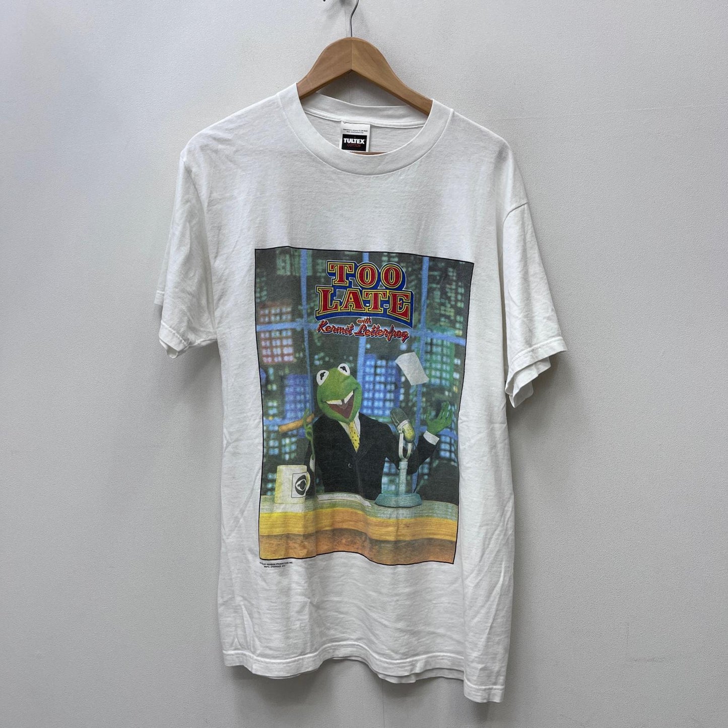 【中古】 TULTEXﾎﾞﾃﾞｨ KERMIT TOO LATE 半袖Ｔシャツ ホワイト サイズ：L【加古川店】