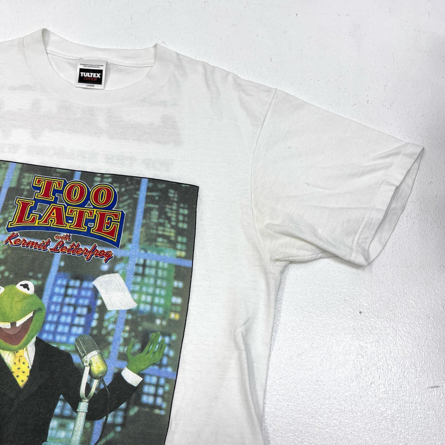【中古】 TULTEXﾎﾞﾃﾞｨ KERMIT TOO LATE 半袖Ｔシャツ ホワイト サイズ：L【加古川店】
