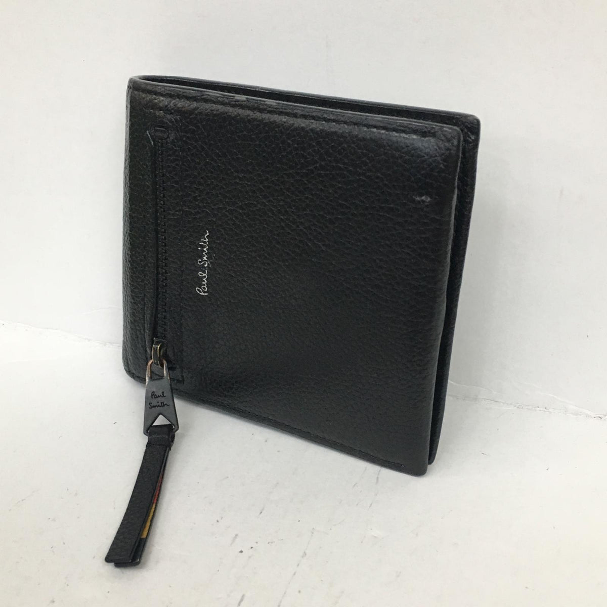 Paul Smith | ポール・スミス レザーブライトストライプトリム 二つ折り財布 ブラック【加古川店】