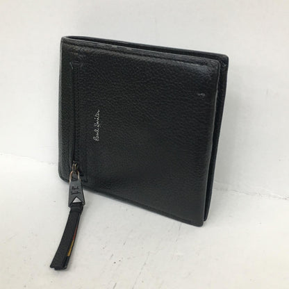 Paul Smith | ポール・スミス レザーブライトストライプトリム 二つ折り財布 ブラック【加古川店】