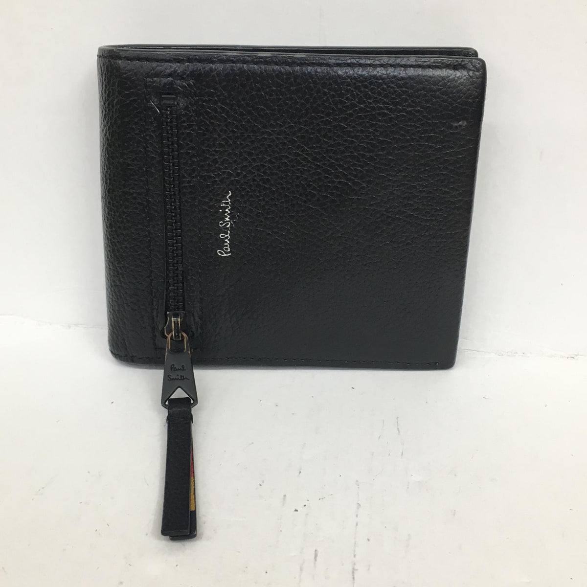 Paul Smith | ポール・スミス レザーブライトストライプトリム 二つ折り財布 ブラック【加古川店】