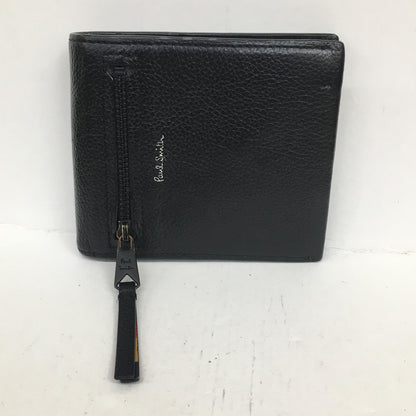 Paul Smith | ポール・スミス レザーブライトストライプトリム 二つ折り財布 ブラック【加古川店】