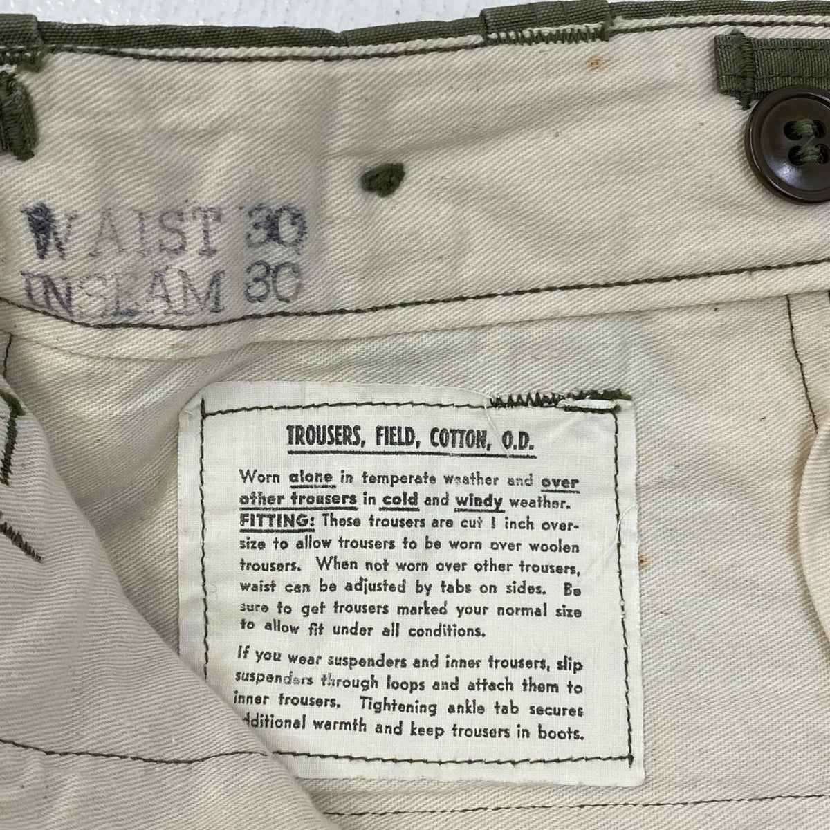 MILITARY衣料 | ミリタリーイリョウ U.S.ARMY:M-43 FIELD PANTS パンツ 55-T34030-30 カーキ サイズ：30【加古川店】