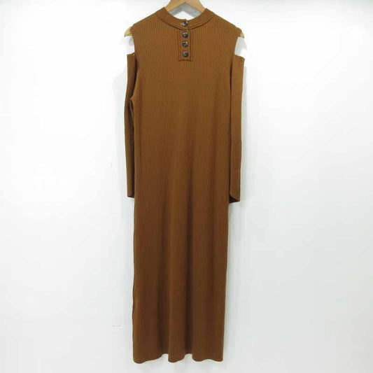 SOLOV｜ソロヴ スリットニットワンピース SLIT KNIT DRESS ワンピース SO-19AW-KN-04 ブラウン サイズ：2【三重本店】