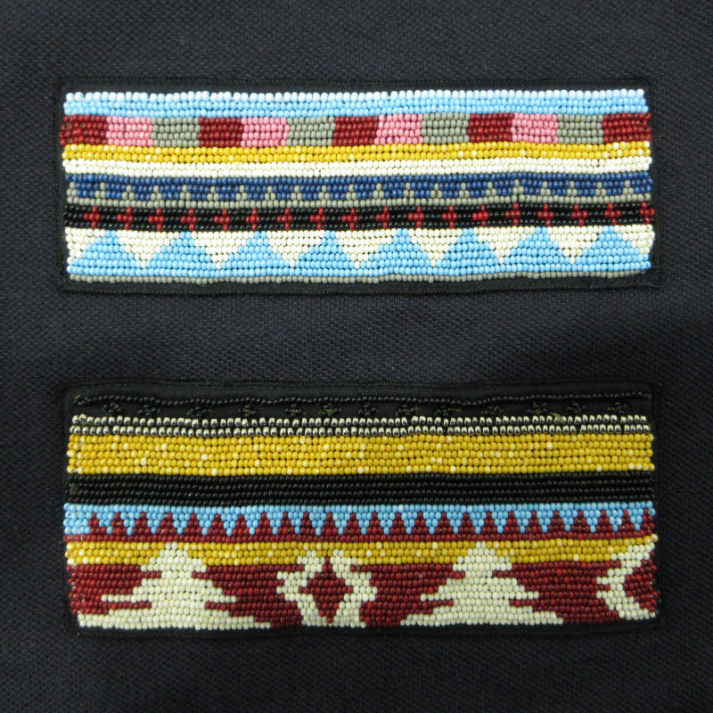 Valentino | ヴァレンチノ ビーズ刺繍 ポロシャツ RV3MH00GMSK ブラック ネイビー サイズ：L【三重本店】