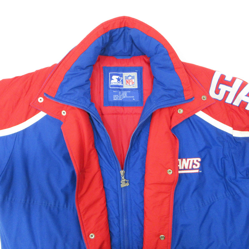 STARTER | スターター X NFL GIANTS 90s アメフト 中綿ジャケット ベンチコート 中綿ジャケット ブルー サイズ：L【三重本店】
