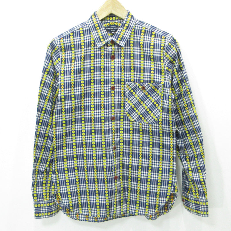 COMME des GARCONS HOMME | コムデギャルソンオム 総柄 チェック柄 長袖シャツ HJ-B033 ネイビー×ホワイト サイズ：XS【三重本店】