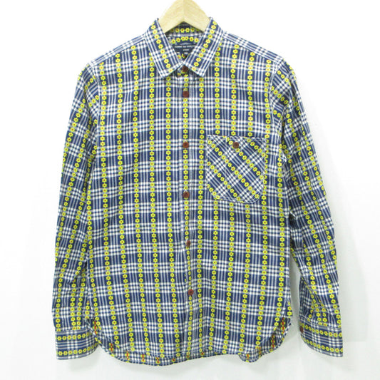 COMME des GARCONS HOMME | コムデギャルソンオム 総柄 チェック柄 長袖シャツ HJ-B033 ネイビー×ホワイト サイズ：XS【三重本店】