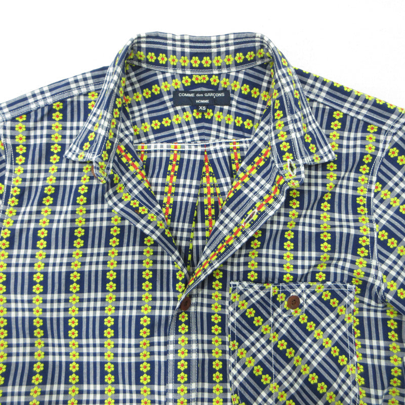 COMME des GARCONS HOMME | コムデギャルソンオム 総柄 チェック柄 長袖シャツ HJ-B033 ネイビー×ホワイト サイズ：XS【三重本店】